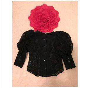 Gracia Black Sheer Blouse - Size Medium